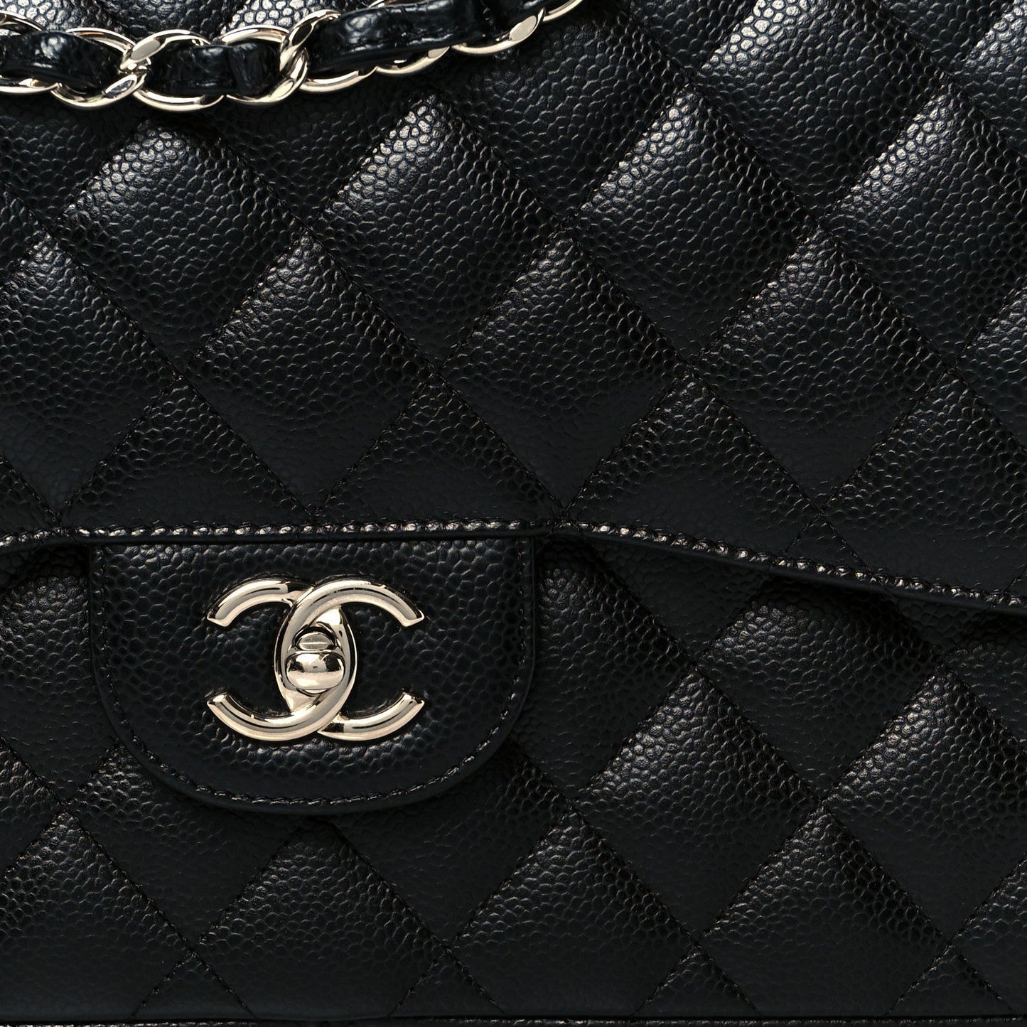 Caviar Quilted Jumbo Double Flap Black