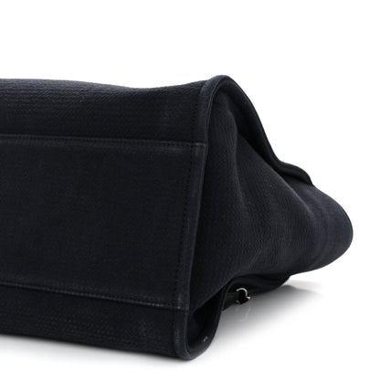 Mixed Fibers Calfskin Medium Deauville Tote Navy Blue