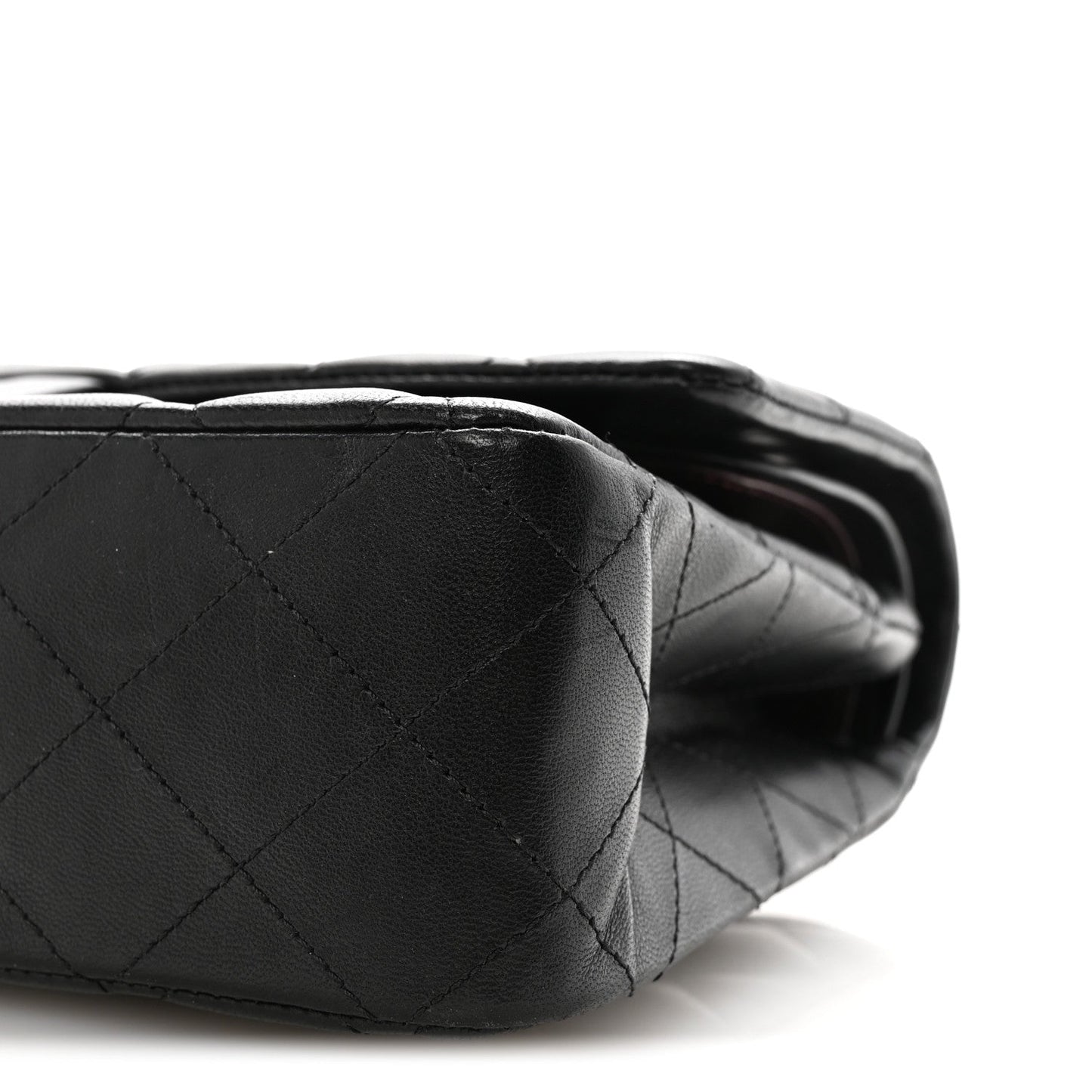 Lambskin Quilted Medium Double Flap Black