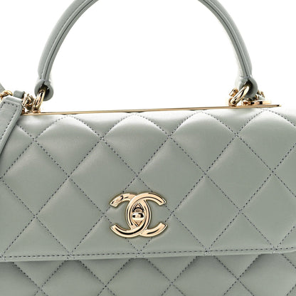 Lambskin Quilted Small Trendy CC Flap Dual Handle Bag Grey