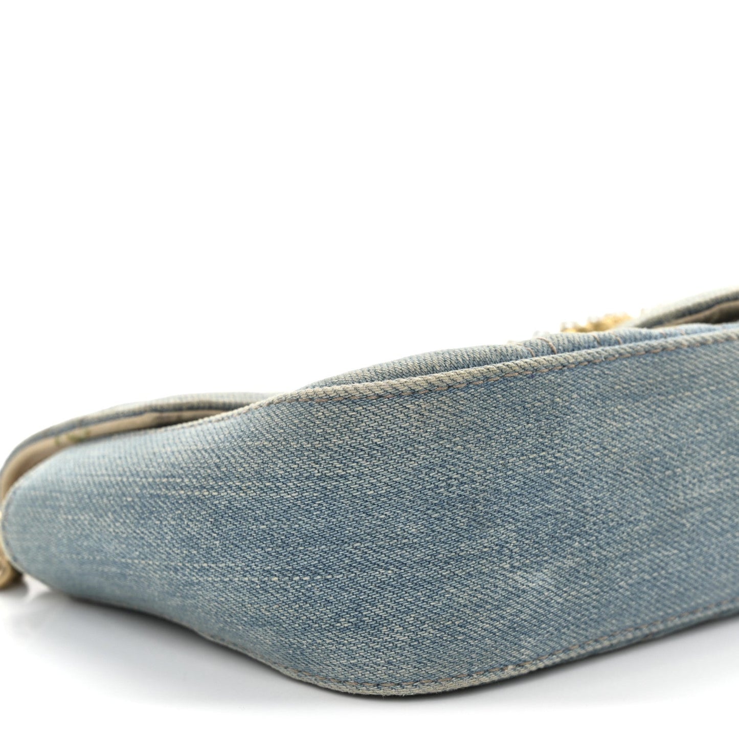 Denim Matelasse Mini Pearly GG Marmont Shoulder Bag Blue