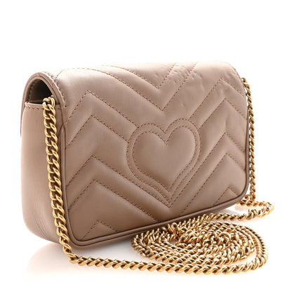 Calfskin Matelasse Super Mini GG Marmont Shoulder Bag Porcelain Rose