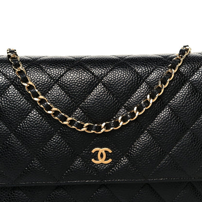 Caviar Quilted Wallet On Chain WOC Black