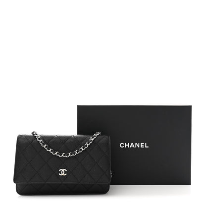 Caviar Quilted Wallet on Chain WOC Black