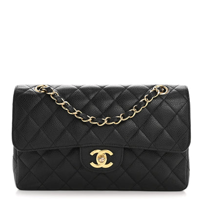 Caviar Quilted Small Double Flap Black