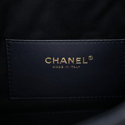 Denim Quilted Mini Chanel 25 Handbag Dark Blue