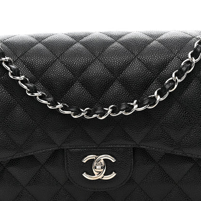 Caviar Quilted Jumbo Double Flap Black