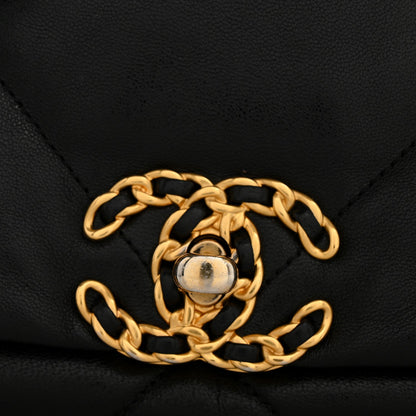 Goatskin Quilted Maxi Chanel 19 Flap Black