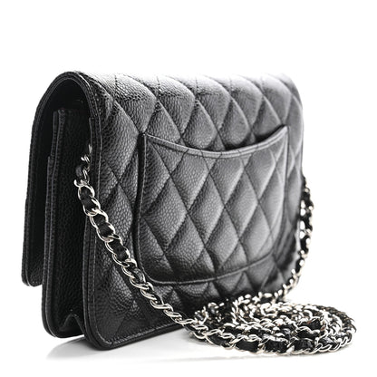Caviar Quilted Wallet on Chain WOC Black