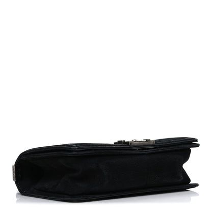 Bullskin Suede Caviar Quilted Medium Boy Flap Black