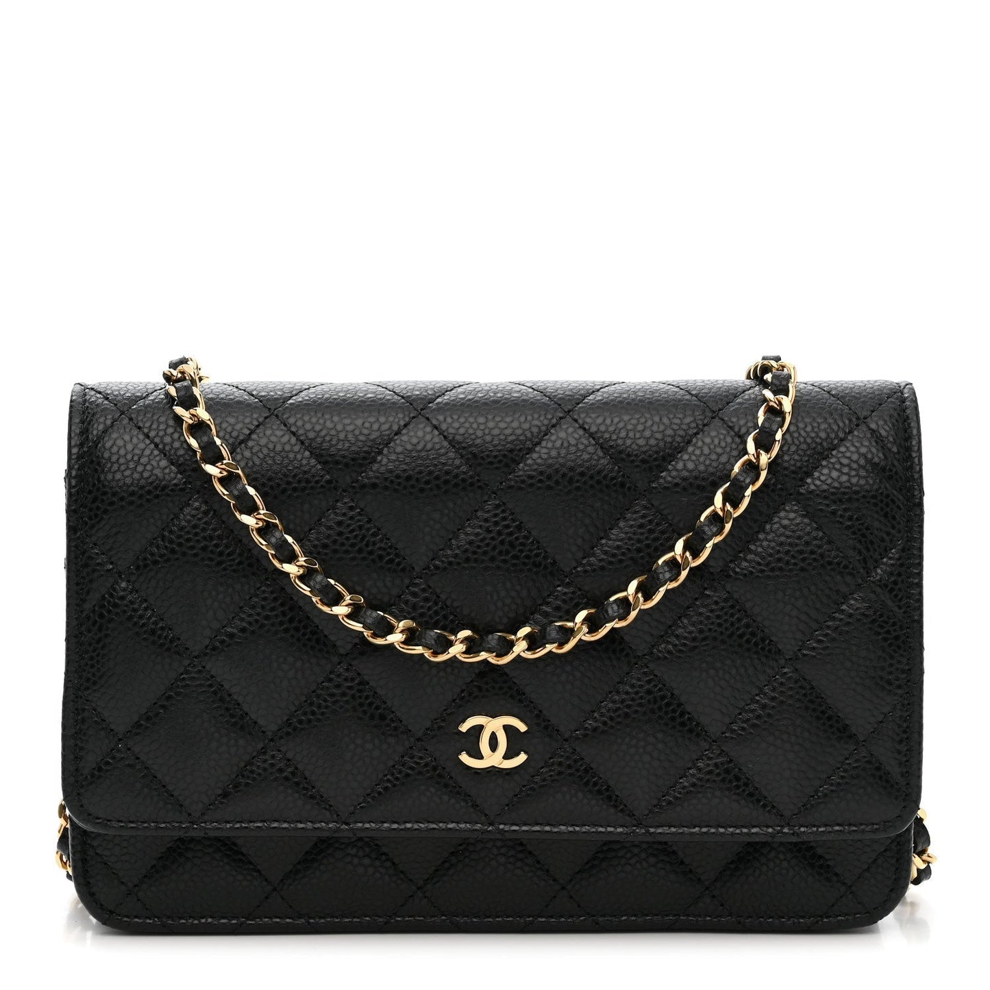 Caviar Quilted Wallet on Chain WOC Black