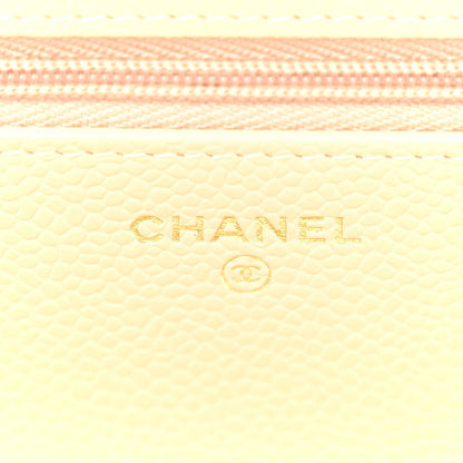 Caviar Quilted Wallet on Chain WOC Beige