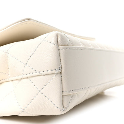 Caviar Quilted Maxi East West Coco Handle Flap White