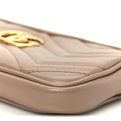 Calfskin Matelasse Mini GG Marmont Chain Crossbody Bag Porcelain Rose