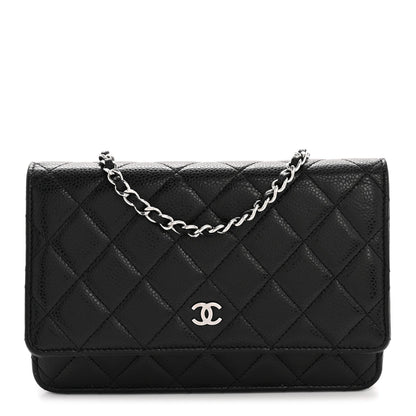Caviar Quilted Wallet on Chain WOC Black