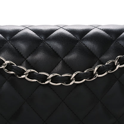 Lambskin Quilted Jumbo Double Flap Black