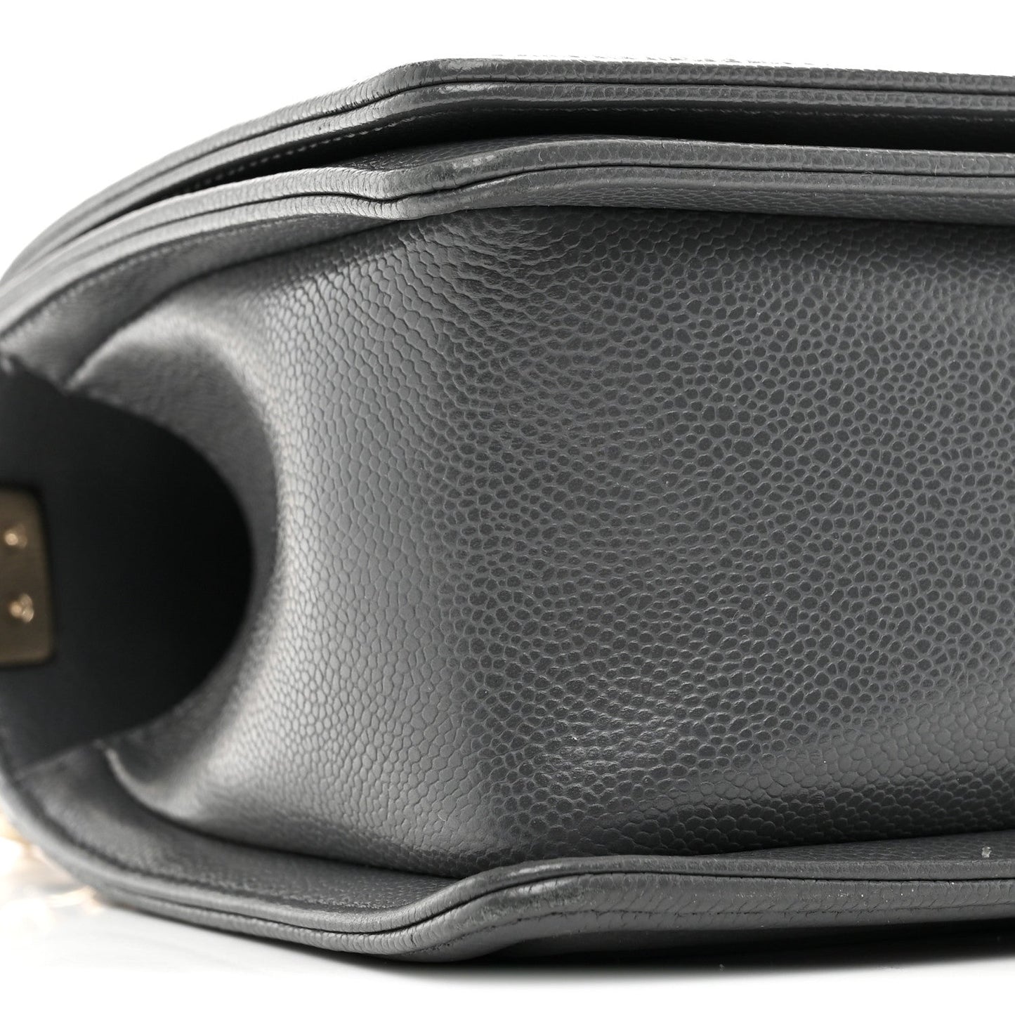 Caviar Quilted Medium Boy Flap Dark Grey