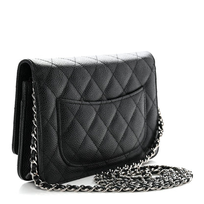 Caviar Quilted Wallet on Chain WOC Black