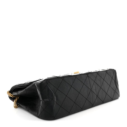 Aged Calfskin Quilted 2.55 Reissue 227 Flap Black