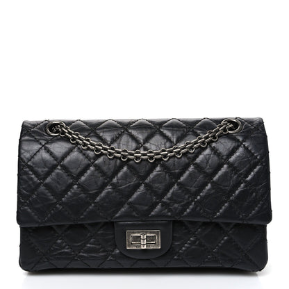 Aged Calfskin Quilted 2.55 Reissue 225 Flap Black