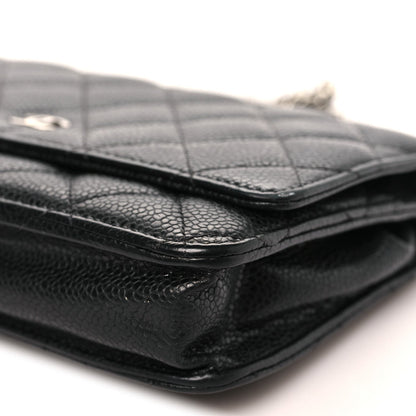 Caviar Quilted Wallet on Chain WOC Black