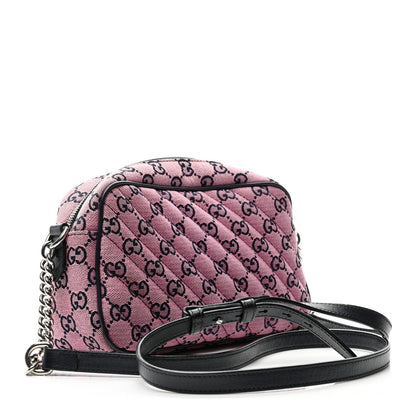 Monogram Multicolor Matelasse Diagonal Small GG Marmont Chain Shoulder Bag Pink Blue