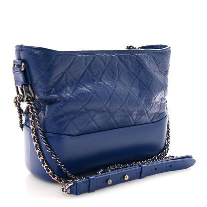 Aged Calfskin Quilted Medium Gabrielle Hobo Blue