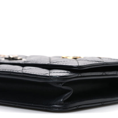 Aged Calfskin Quilted Lucky Charms 2.55 Reissue Wallet On Chain WOC Black