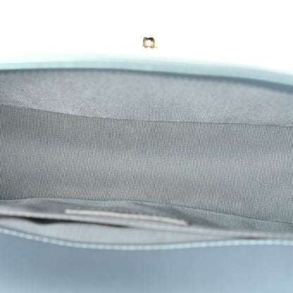 Iridescent Patent Calfskin Quilted Medium Boy Flap Light Blue