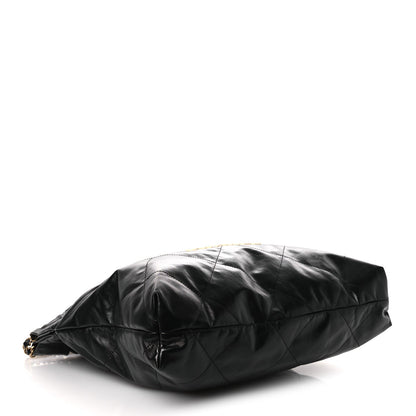 Shiny Calfskin Quilted Chanel 22 Black White
