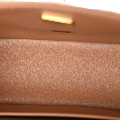 Lambskin Quilted Mini Square Flap Brown