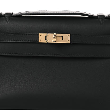 Swift Horseshoe Kelly Pochette Clutch Black Lime