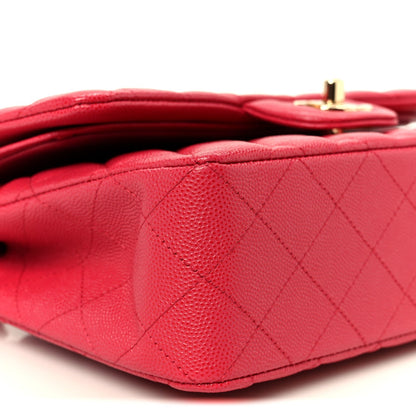 Caviar Quilted Small Double Flap Dark Pink