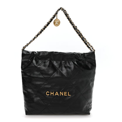 Shiny Calfskin Quilted Small Chanel 22 Black