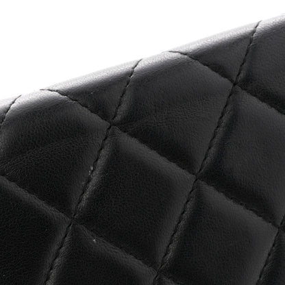 Lambskin Quilted Golden Class Wallet on Chain WOC Black