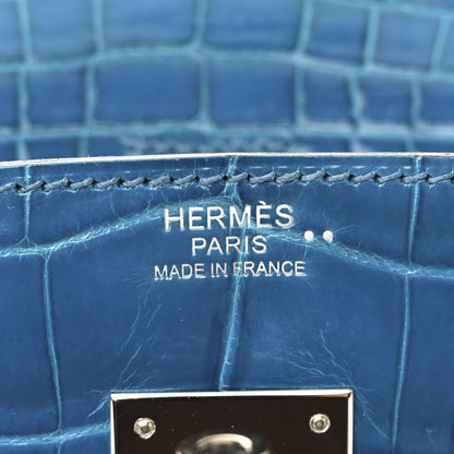 Shiny Niloticus Crocodile Birkin 30 Bleu Izmir