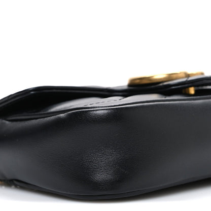 Calfskin Matelasse Super Mini GG Marmont Shoulder Bag Black