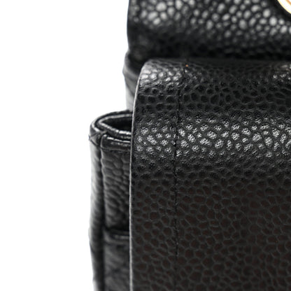 Caviar Quilted Medium Double Flap Black