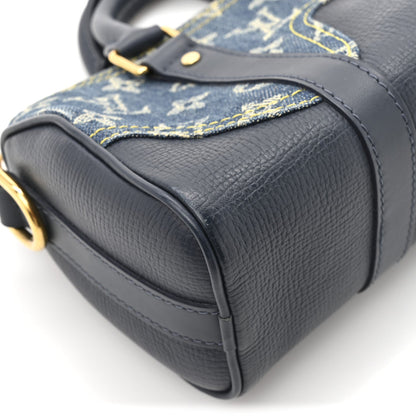 X NIGO Taurillon Monogram Denim Drip Keepall XS Blue
