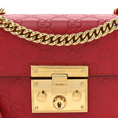 Guccissima Small Padlock Shoulder Bag Hibiscus Red