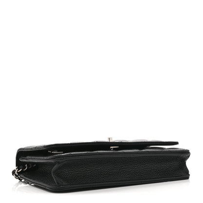Caviar Quilted CC Turnlock Wallet On Chain WOC Black