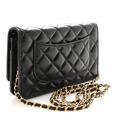 Lambskin Quilted Lucky Charms 2.55 Reissue Wallet On Chain WOC Black