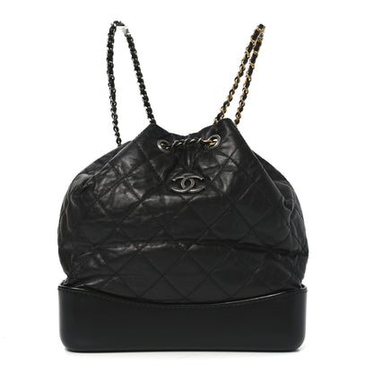 Aged Calfskin Quilted Small Gabrielle Backpack Black