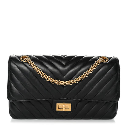 Aged Calfskin Chevron Quilted 2.55 Reissue 225 Flap Black