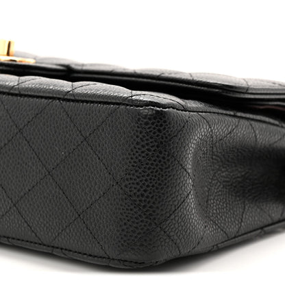 Caviar Quilted Medium Double Flap Black