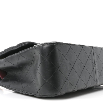 Lambskin Quilted Jumbo Double Flap Black