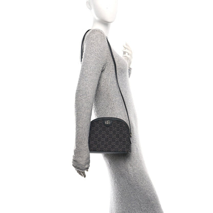 Denim Cuoio Harness GG Monogram Small Ophidia Dome Shoulder Bag Black Medium Grey