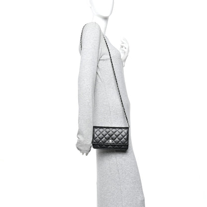 Caviar Quilted Wallet on Chain WOC Black