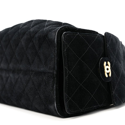 Suede Quilted Small Chanel 25 Handbag Black