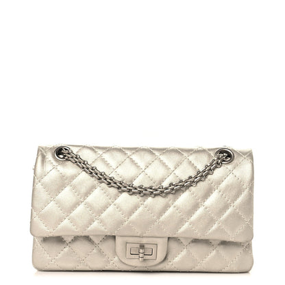 Metallic Lambskin Quilted 2.55 Reissue 225 Flap Silver